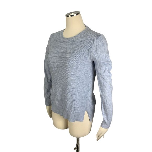 Ann Taylor LOFT Medium Sweater Cashmere Waffle Front Blue Sky - Picture 2 of 6